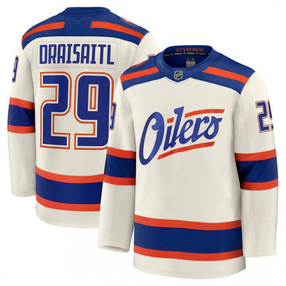 Leon Draisaitl Edmonton Oilers Alternate Cream Premium Player Jersey-Pro Kit Vault | Brand New 26/27 Sports Jerseys